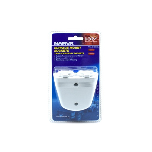 [81160WBL] Narva Twin Acc Socket S/Mount White