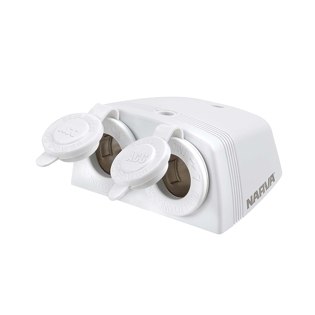 Narva Twin Acc Socket S/Mount White