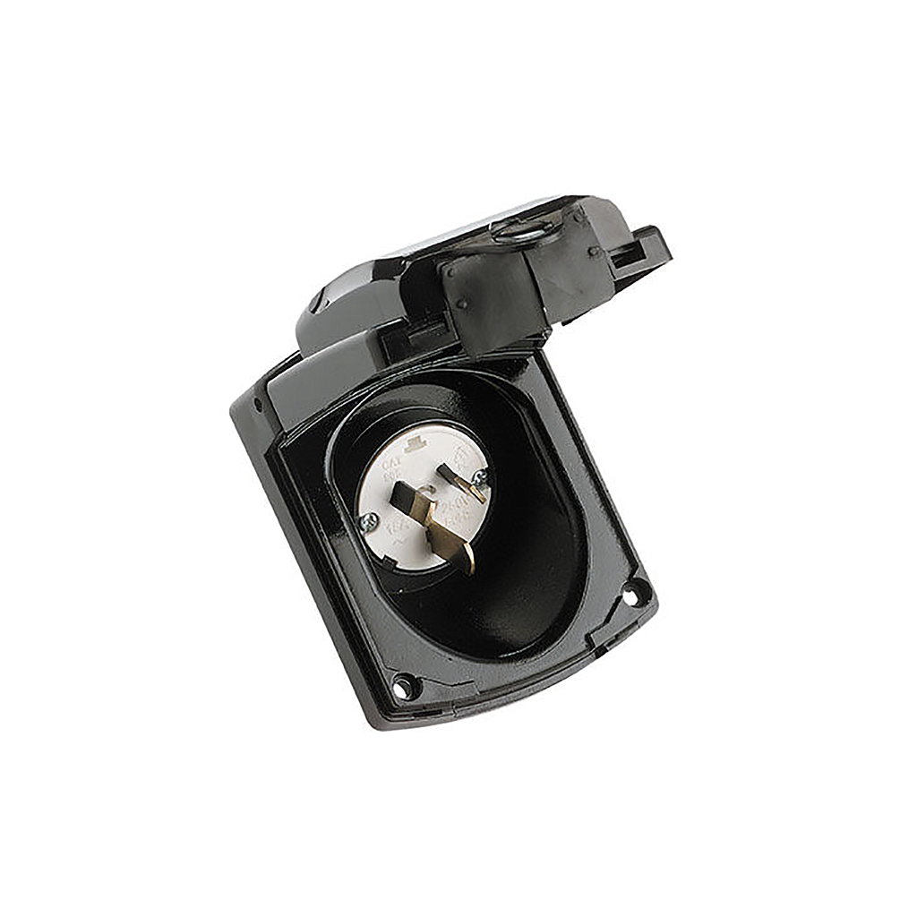 Clipsal 240V 15A Flush Inlet Socket Black