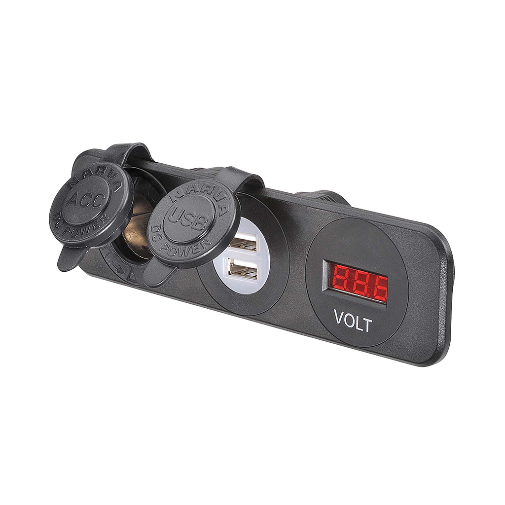 [81181BL] Narva Cig/USB/Volt Meter Flush Mount