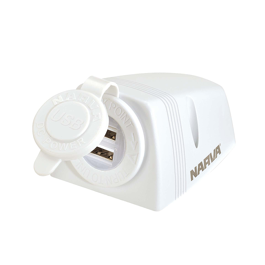 Narva Dual USB Socket Surface Mount White