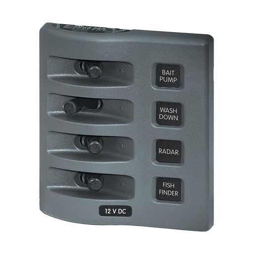 [BS-4305B] Bluesea WeatherDeck Panel 12V DC Fuse Panel - Gray with 5 Positions
