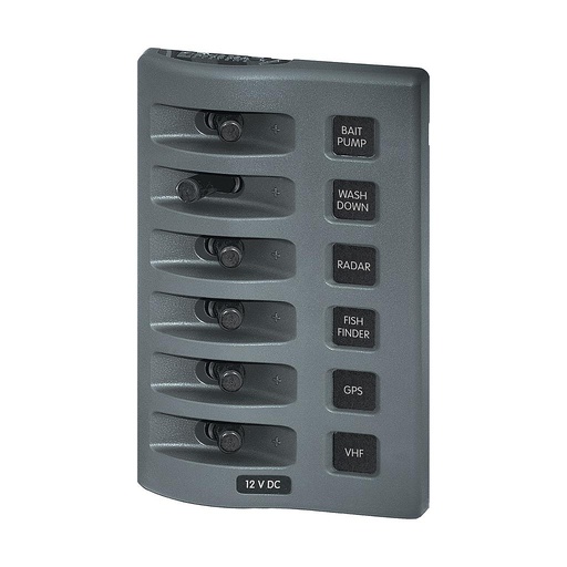 [BS-4307B] Panel 12Vdc Switch Only 6 Pos Grey