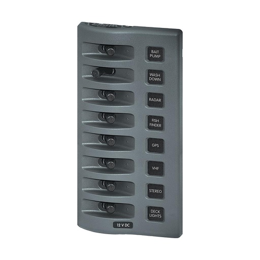 [BS-4309B] Bluesea WeatherDeck Panel 12V DC Switch Panel - Gray with 8 Positions