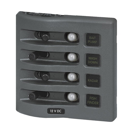 [BS-4374B] Bluesea WeatherDeck Panel 12V DC Circuit Breaker - Gray with 4 Positions