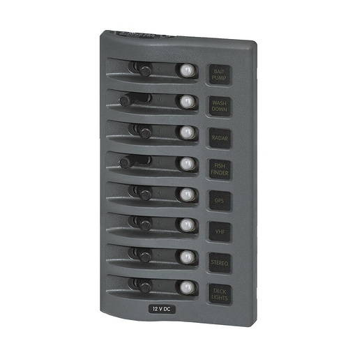 [BS-4378B] Bluesea WeatherDeck Panel 12V DC Circuit Breaker - Gray with 8 Positions