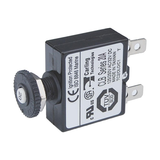 [BS-7057B] Bluesea Circuit Breaker 20A Push Button QC