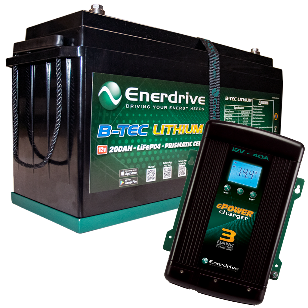 Enerdrive B-TEC 12V 200Ah Battery & 40AC Charger
